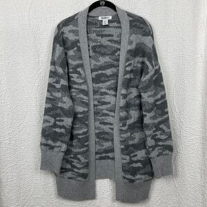 William Rast Gray Camo Knit Long Cardigan sz Large